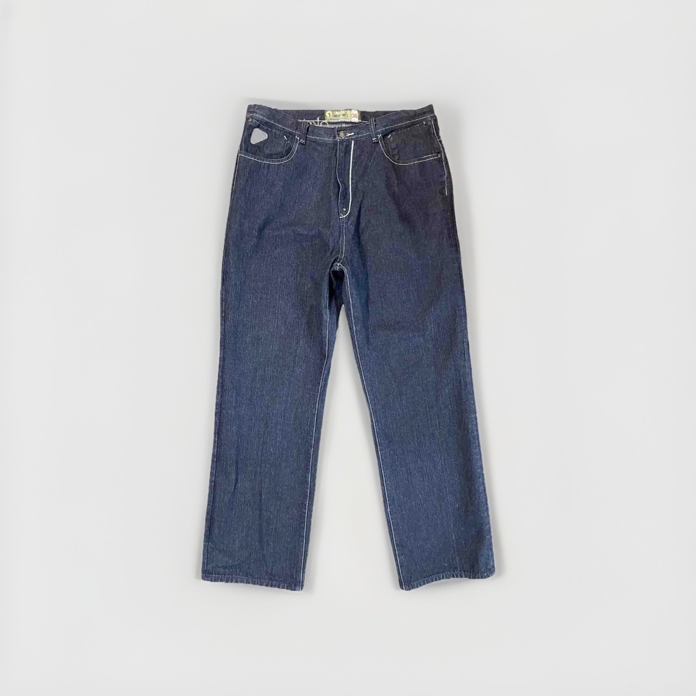 VTG 90s Y2K AKADEMIKS Wide Leg Jeans 36x32 Baggy Hip Hop Skate Big Pockets